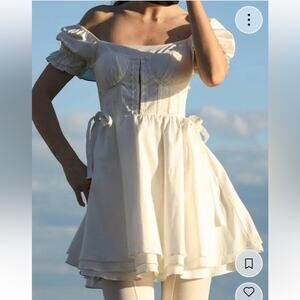 NWT SERPENTI White Mini Babydoll Dress Size Small